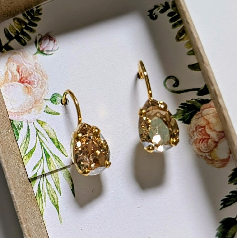 New in Box, by Heatherly Designs teardrop earrings made with genuine Swarovski